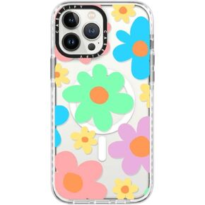 CASETiFY Impact Case for iPhone 13 Pro Max Compatible with Magsafe - Bright Spring Flowers - Daisy Floral Pattern - Clear Frost