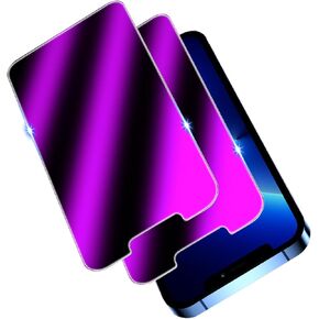 HPTech (2 Pack Designed for iPhone 13, iPhone 13 Pro and iPhone 14 6.1-Inch Privacy Screen Protector, Tempered Glass Film (Upgraded Version) Purple Gradient Anti Spy Anti Blue Light HD Full Coverage