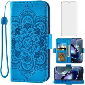 Asuwish Phone Case for TCL 50 XL 5G Wallet Cover with Tempered Glass Screen Protector and Leather Flip Credit Card Holder Stand Flower Folio Purse Cell Accessories TCL50XL 50XL T702W Women Men Purple