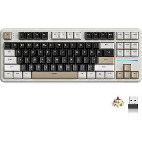 ATTACK SHARK X87 Wireless Mechanical Gaming Keyboard, Tri-Mode BT5.0/2.4GHz/USB-C Gasket Hot Swappable Custom Keyboard, Pre-lubed Strawberry Switches, 75% TKL RGB Backlit Keyboard-Cheese White
