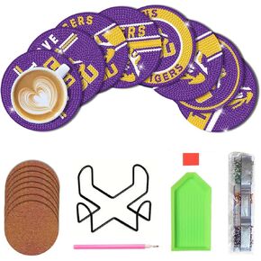 Bartogro 8 Pcs College Football Diamond Art Coasters Kits with Holder, Diamond Painting Coaster Kits DIY Crafts for Adults Diamond Art Painting Kits Supplies for Alabama Gift