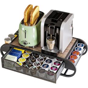 Coffee Pod K Cups Holder Organizer with Drawer On Counter For Coffee Station Bar Storage Desk Oganization