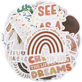 50PCS Vintage Inspirational Sticker, Boho Motivational Aesthetic Stickers for Women, Vinyl Waterproof Journaling Supplies Stickers for Water Bottle Phone Laptop Bumper Computer Guitar Scrapbook