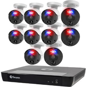 نظام كاميرا مراقبة للمنزل Swann Pro Enforcer 4K، 4 كاميرات Bullet PoE، 8 قنوات NVR، كاميرا مراقبة فيديو سلكية داخلية/خارجية مع صوت ثنائي الاتجاه، التعرف على الوجه، 2 تيرابايت HDD، SWNVK-889804