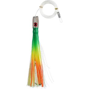 Saltwater Trolling Lures Offshore Big Game Fishing Lures Rigged Circle Hook Bullet Head Squid Skirt Deep Sea Lures for Wahoo Tuna Mahi Marlin Wahoo Shark 6 Colors