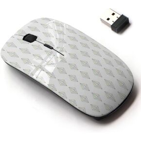 2.4G Wireless Mouse with Cute Pattern Design for All Laptops and Desktops with Nano Receiver - Diamonds White