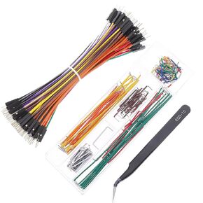 أسلاك توصيل اللوح 20AWG بالإضافة إلى 140 قطعة على شكل حرف U مُشكلة مسبقًا ومتنوعة، بالإضافة إلى ملاقط ESD من الذكور إلى الذكور مجموعات كابلات أسلاك توصيل الرأس 0.1 بوصة