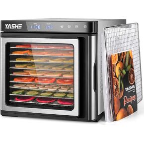 YASHE Food Dehydrator Machine, 14 Stainless Steel Food Dryer, 10 Presets, 48H Timer and Temperature Control, 850W Dehydrators for Food and Jerky, Herbs, Meat, Fruit, Dog Treats, Recipes Book Included