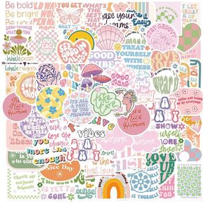 100 Pcs Water Bottle Stickers Motivational Stickers for Women Pink Motivational Stickers Vinyl Waterproof Stickers Preppy Stickers Laptop Stickers Inspirational Stickers for Adult Teen Girl