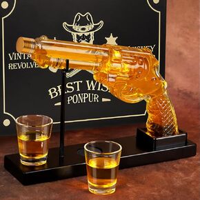 PONPUR Gifts for Men Dad, Whiskey Decanter Set with 2 Glasses, Dad Christmas Birthday Gifts, House Warming Anniversary Presents for Husband Him, Cool Whiskey Bourbon Gifts for Mens