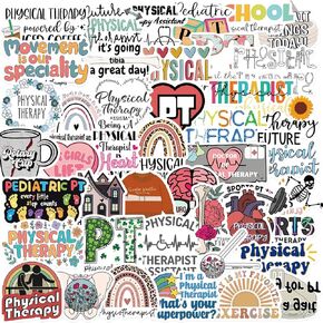 Physical Therapy Stickers 50 Pack Vinyl Laptop Stickers,Waterproof Stickers for Water Bottles,-Graffiti Stickers Pack for Teens Girls Kids Adults(PT Therapist Stickers)