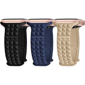 3 Pack Designer Straps Compatible With Apple Watch Band 38mm 40mm 41mm 42mm 44mm 45mm 46mm 49mm, Soft Silicone Band Compatible With iWatch Apple Watch Ultra 2/Series 10 9 8 7 6 5 4 3 2 1/SE/Ultra