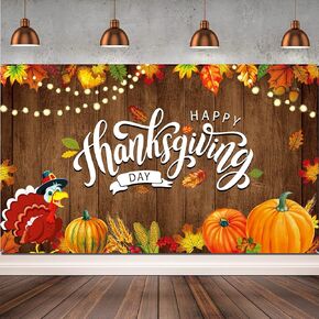 Tatuo Thanksgiving Photography Backdrops 73 x 43 Inch Fall Photo Leaves Backdrops Polyester Soft Autumn Backdrops Pumpkin Fabric Maple Turkey Party Decorations