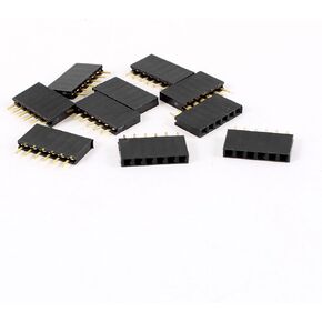 uxcell 10 Pcs Single Row 2.54mm Pitch 6 Pin Straight Female Header Socket