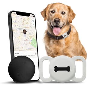 Smart Pet Tracker, Dog Tracker with Black Collar Holder, Smart Tag for Seamless Location Tracking, Work with Find My, No GPS Tracker (Black)