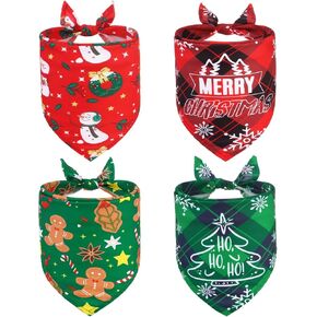 KOOLTAIL Summer Dog Bandanas 4 Pack - Soft Breathable Washable Pet Scarf Bibs Kerchief, Dog Apparel & Accessories, Dog Triangle Towel for Girl Boy Small Medium Large Dogs Puppy Plaid Pattern