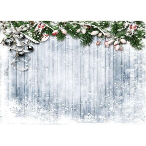WOLADA 10x10FT Christmas Backdrop Snowflake Christmas Wood Wall Photography Backdrop Xmas Rustic Vintage Wooden Floor Background for Kids Portrait Photo Studio Booth Photobooth Photographer Prop 11717