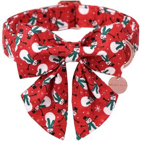 Fall Dog Collar with Bow Tie & Flower, Cotton Bowtie & Flower Dog Collar for Boys or Girls Dogs, Beautiful Sunflower Pet Collar with Metal Buckle