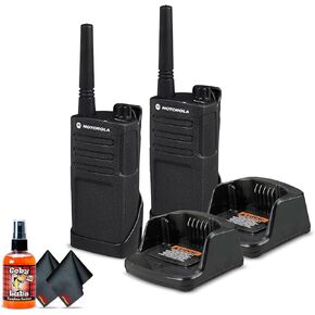 2 x Motorola RMM2050 On-Site 2-Way Radio (RMM2050) + Mic Sanitizer Spray + 2 x Microfiber Cloth - 2 Pack Bundle