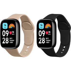 kwmobile Straps Compatible with Xiaomi Redmi Watch 3 Active Straps - 2X Replacement Silicone Watch Bands - Black/Dark Green