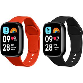 kwmobile Straps Compatible with Xiaomi Redmi Watch 3 Active Straps - 2X Replacement Silicone Watch Bands - Black/Dark Green
