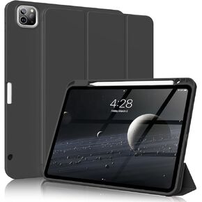 for New iPad Air 13 Inch Case M2 (2024), iPad Pro 12.9 Case 6th/5th Gen with Pencil Holder (2022/2021), Slim Trifold Stand Protective Cover with Soft TPU Back, Pink