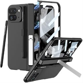 NINKI for Google Pixel 9 Pro Fold Case with Stylus Pen Holder & S Pen, Kickstand Screen Protector Case for Pixel Fold 9 Pro Case Pixel Pro 9 Fold Phone Case for Google Pixel 9 Pro Fold 5G Case Black