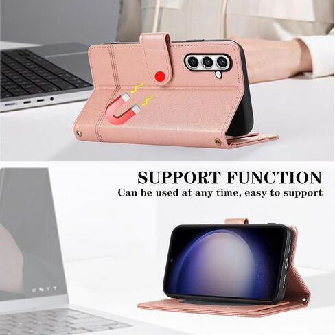 Compatible with Samsung Galaxy S24 Plus S24+ 5G Wallet Case Wrist Strap, Crossbody Strap, Mirror Leather Flip Folio Credit Stand Cell Phone Cover for S24plus 24S + S 24 24+ Women Men Purple in Kuwait