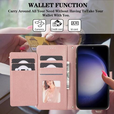 Compatible with Samsung Galaxy S24 Plus S24+ 5G Wallet Case Wrist Strap, Crossbody Strap, Mirror Leather Flip Folio Credit Stand Cell Phone Cover for S24plus 24S + S 24 24+ Women Men Purple in Kuwait