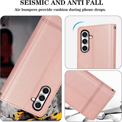 Compatible with Samsung Galaxy S24 Plus S24+ 5G Wallet Case Wrist Strap, Crossbody Strap, Mirror Leather Flip Folio Credit Stand Cell Phone Cover for S24plus 24S + S 24 24+ Women Men Purple in Kuwait