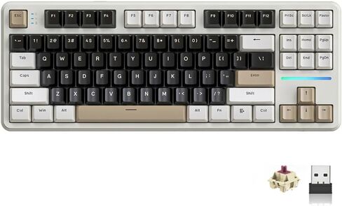 ATTACK SHARK X87 Wireless Mechanical Gaming Keyboard, Tri-Mode BT5.0/2.4GHz/USB-C Gasket Hot Swappable Custom Keyboard, Pre-lubed Strawberry Switches, 75% TKL RGB Backlit Keyboard-Star Black in Saudi Arabia