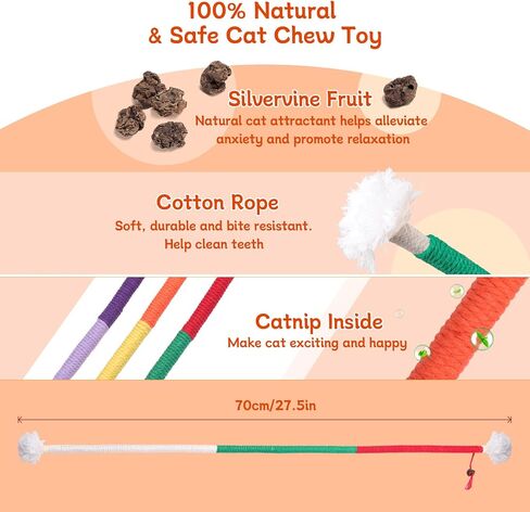 6Pcs Cat Catnip Toys for Indoor Kitten Cat, Scratch Interactive Cat Toy with Catnip, Cotton Rope Silvervine Chew Toys, Cleaning Teeth Stick Cat Dental Care, Cat Kicker Toys for All Age& Breeds in Saudi Arabia