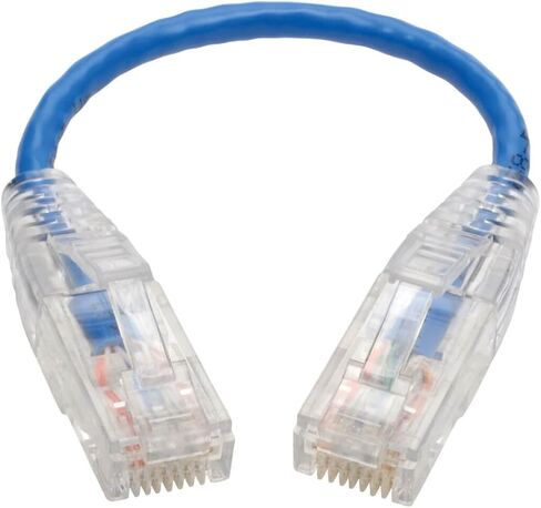 كابل توصيل Tripp Lite Cat6 UTP (RJ45)، M/M، كابل إيثرنت Cat6، جيجابت (1 جيجابت في الثانية)، مصبوب، نحيف، أزرق، 8 بوصة (N201-S8N-BL) in Saudi Arabia
