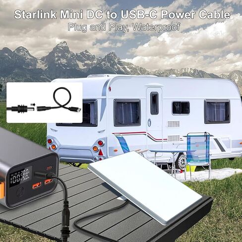 USB C to DC Adapter Cable, USB C Male to 5.5 2.1mm DC Female Power Cable for Starlink Mini DC Power Cable, Work with 65W+ PD 20V Protocol Power Supply/Source (USB C to DC Female Adapter Cable) in Saudi Arabia