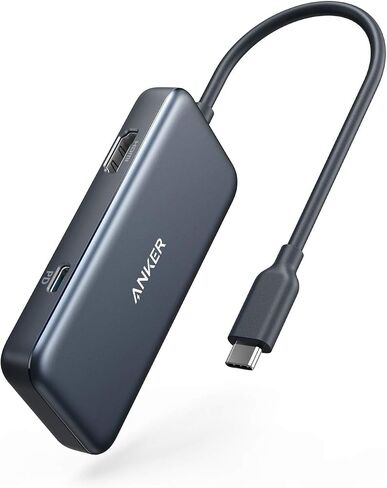 Anker USB C Hub، محول USB C 4 في 1، مع 4K USB C إلى HDMI، 2 منافذ USB 3.0، منفذ شحن توصيل الطاقة 60 واط لجهاز MacBook Pro 2016/2017/2018، ChromeBook، XPS، والمزيد (رمادي فلكي) in Saudi Arabia