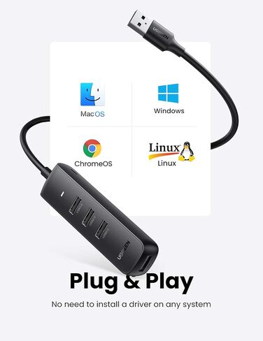 UGREEN USB Hub, 4 Port Powered USB Adapter USB 3.0 Splitter for PC Laptop iMac Surface Pro XPS PS4 PS5 Xbox One, Flash Drive, Mobile HDD and More (3.3ft) in Saudi Arabia