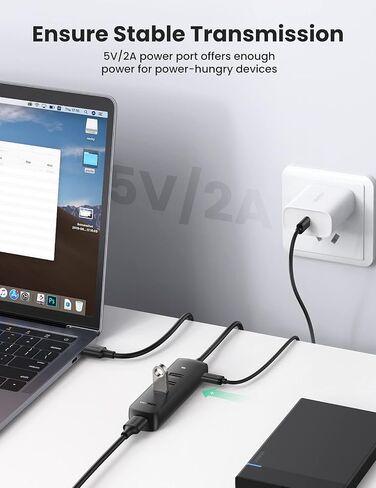 UGREEN USB Hub, 4 Port Powered USB Adapter USB 3.0 Splitter for PC Laptop iMac Surface Pro XPS PS4 PS5 Xbox One, Flash Drive, Mobile HDD and More (3.3ft) in Saudi Arabia
