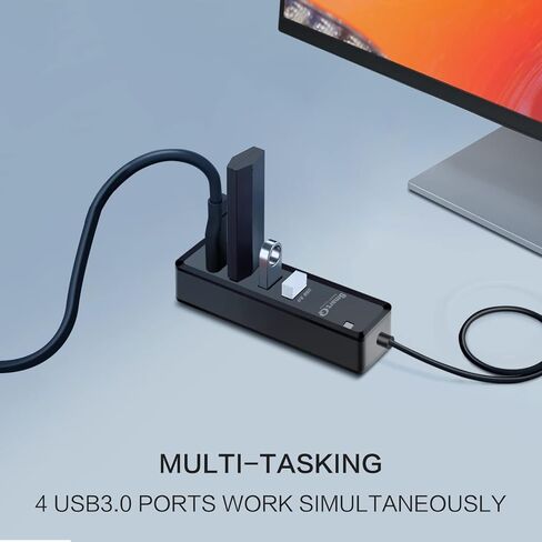 SmartQ H302 4-Port USB 3.0 Hub with 3ft Long Cable,Fast Data Transfer USB Splitter for Laptop,Multi USB Port Expander with Micro-B Charging Port, for Windows PC, Mac, Surface Pro, Printer, Mobile HDD in Kuwait