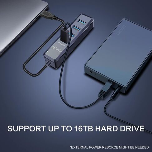 SmartQ H302 4-Port USB 3.0 Hub with 3ft Long Cable,Fast Data Transfer USB Splitter for Laptop,Multi USB Port Expander with Micro-B Charging Port, for Windows PC, Mac, Surface Pro, Printer, Mobile HDD in Kuwait