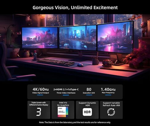 Bmax Mini PC B8 Plus Intel Core i5-12600H (حتى 4.5 جيجا هرتز، 12C/16T) 24 جيجا LPDDR5/512 جيجا NVMe SSD كمبيوتر صغير 4K/60 هرتز Type-C/HDMI كمبيوتر مكتبي صغير ثلاثي العرض WiFi5 BT5.0 in Kuwait
