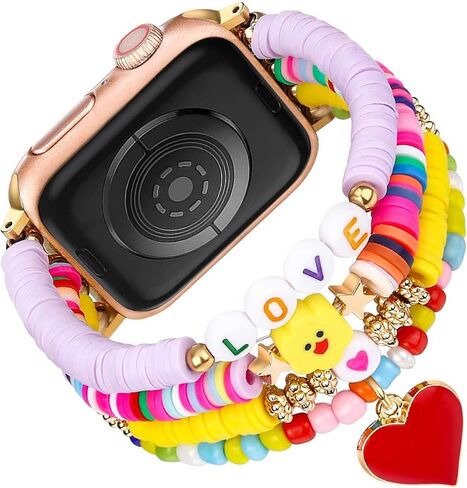 Natural Stone Beaded Bracelet Compatible with Apple Watch Band 38mm 40mm 41mm 42mm 44mm 45mm 46mm 49mm Women Series 10 9 8 7 SE Ultra 2 Series 6/5/4, Fashion Stretch Fancy Watch Strap for iWatch Band Series 3/2/1 in Saudi Arabia