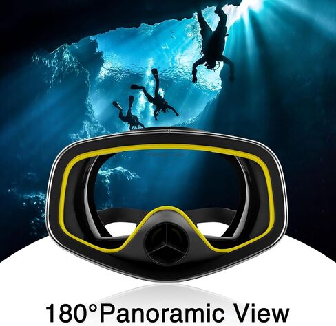 قناع سكوبا مع صمام تصريف رؤية واسعة مناسب للبالغين للغوص والغوص الحر وقناع نظارات الغطس... in Kuwait