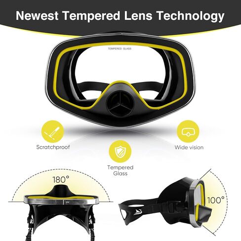 قناع سكوبا مع صمام تصريف رؤية واسعة مناسب للبالغين للغوص والغوص الحر وقناع نظارات الغطس... in Kuwait
