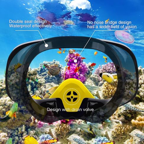 قناع سكوبا مع صمام تصريف رؤية واسعة مناسب للبالغين للغوص والغوص الحر وقناع نظارات الغطس... in Kuwait