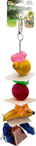 Penn-Plax Bird-Life Fruit Kabob Bird Toy with Bell – Various Textures, Materials, and Colors – Great for African Greys, Medium Birds, and Small Parrots – Large in Saudi Arabia