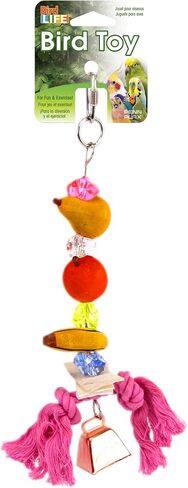 Penn-Plax Bird-Life Fruit Kabob Bird Toy with Bell – Various Textures, Materials, and Colors – Great for African Greys, Medium Birds, and Small Parrots – Large in Saudi Arabia
