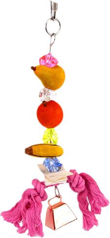 Penn-Plax Bird-Life Fruit Kabob Bird Toy with Bell – Various Textures, Materials, and Colors – Great for African Greys, Medium Birds, and Small Parrots – Large in Saudi Arabia