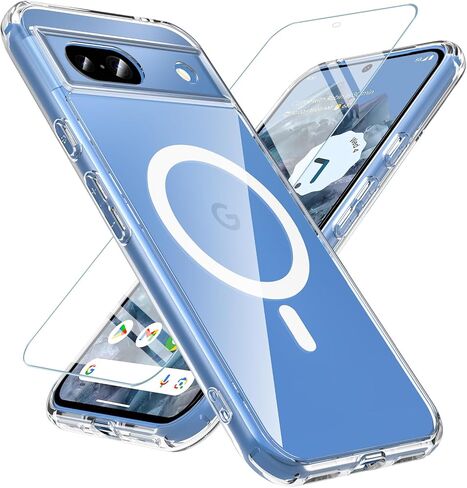 BESINPO Google Pixel 8A Case for Magsafe,Pixel 8A Case with Tempered Glass Screen Protector Magnetic Shockproof Military Grade Protective Transparent Bumper Cover Phone Case for Pixel 8A,Clear in Saudi Arabia