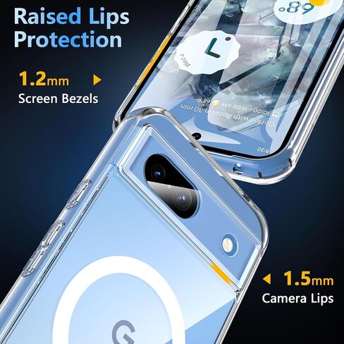 BESINPO Google Pixel 8A Case for Magsafe,Pixel 8A Case with Tempered Glass Screen Protector Magnetic Shockproof Military Grade Protective Transparent Bumper Cover Phone Case for Pixel 8A,Clear in Saudi Arabia