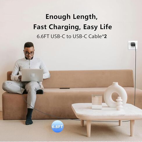 Fits for iPhone 16 15 Charger, USB C Charger Block, 2 Pack 20W USB C Fast Wall Charger Adapter Compatible with iPhone 16/15 Pro/Pro Max/iPad Pro More, with 2 Pack 6.6 ft USB-C Cable Dual Port Charging in Saudi Arabia